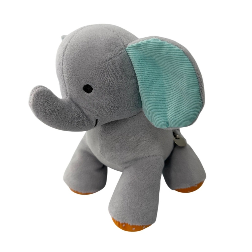 Child of Mine Carters Elephant Plush Grey Teal Orange Polka Dot Heart Charm Toy